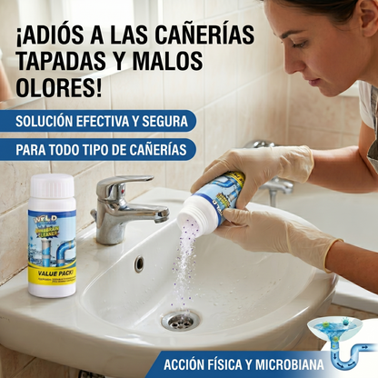 Polvo Destapa Cañerías X3 — Pack Triple Sin Químicos · Envío Gratis Chile